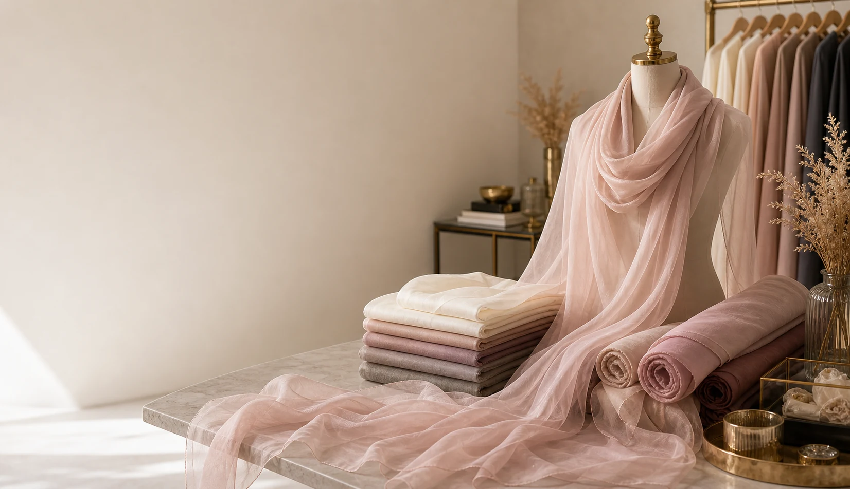 Elegant chiffon hijab drape and lightweight fabric detail