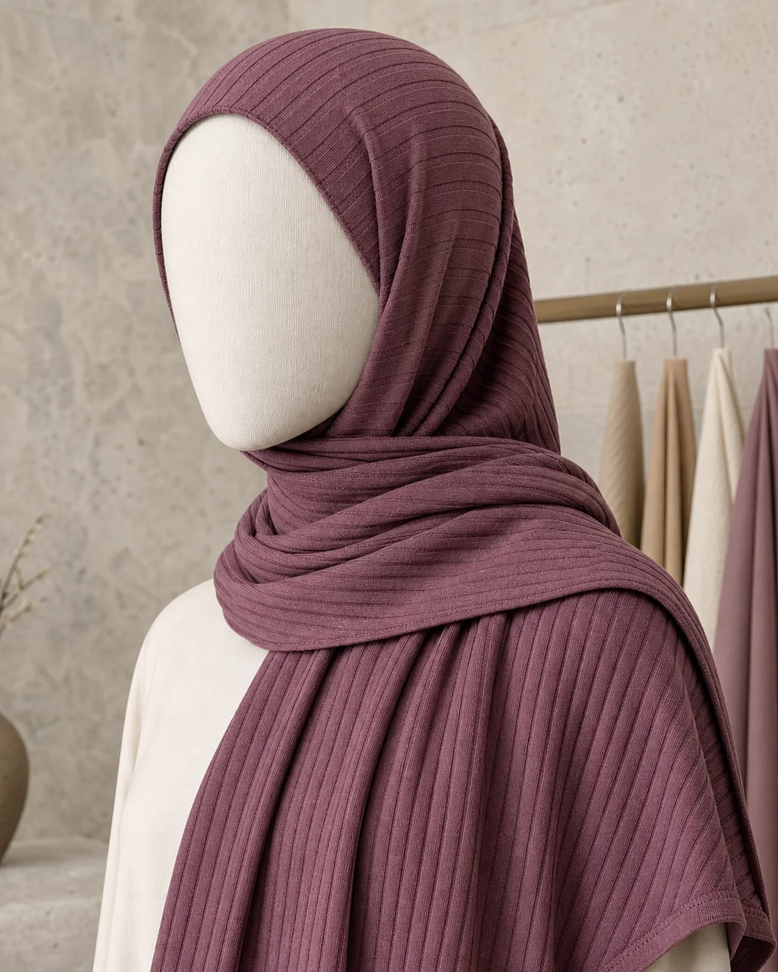 Hijab en jersey côtelé large NS-J007
