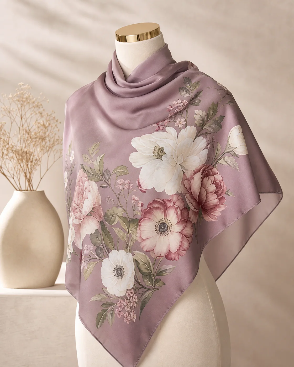 Hijab en soie imprimé floral NS-S006
