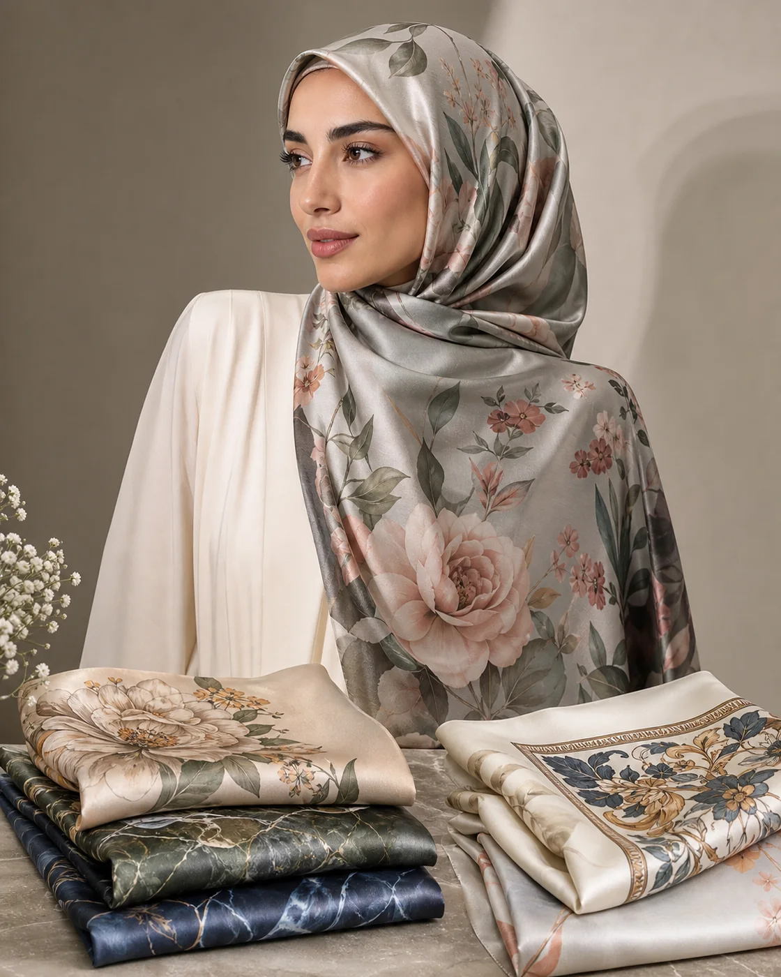 حجاب حريري مطبوع